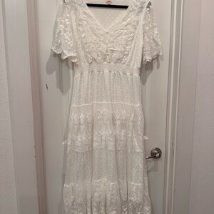 Reba White Lace Maxi Dress